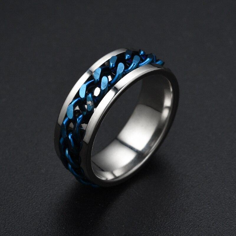 Titanium Stainless Steel 4 Color Rotating Chain Ring