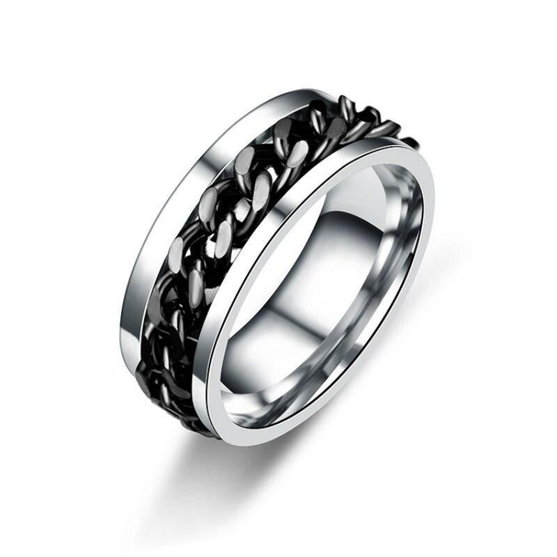 Titanium Stainless Steel 4 Color Rotating Chain Ring