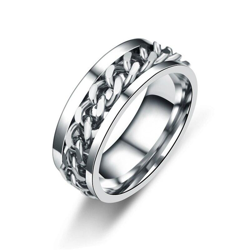 Titanium Stainless Steel 4 Color Rotating Chain Ring