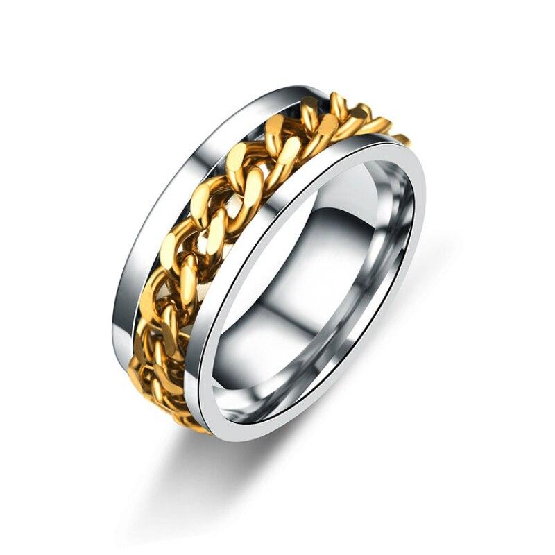 Titanium Stainless Steel 4 Color Rotating Chain Ring