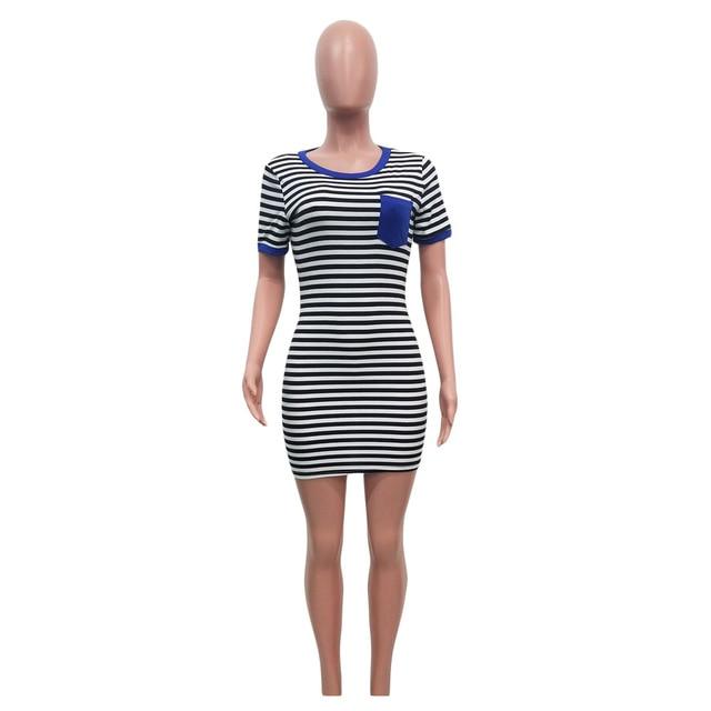 Casual Stripe Short Sleeve Bodycon Mini T Shirt Dress