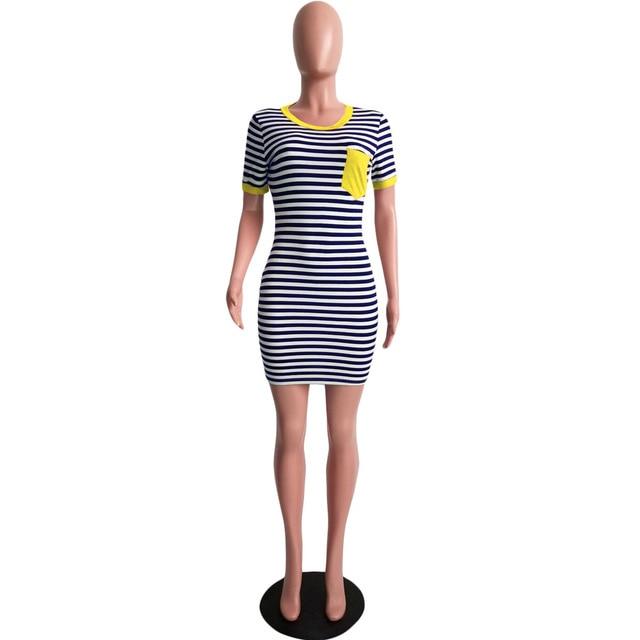 Casual Stripe Short Sleeve Bodycon Mini T Shirt Dress