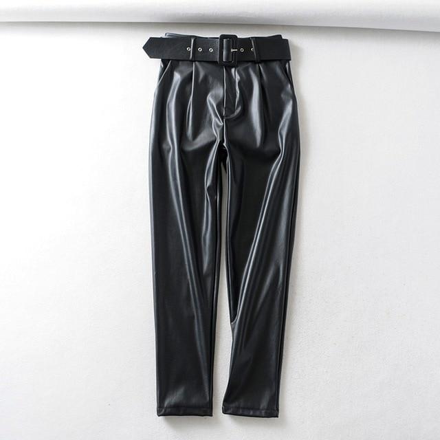 Faux Leather High Waist Full Length Pant