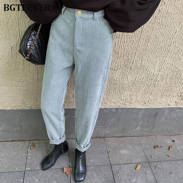 High Waist Straight Corduroy Pants