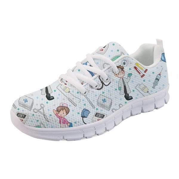 Cartoon Printed Breath Mesh Flat Shoes