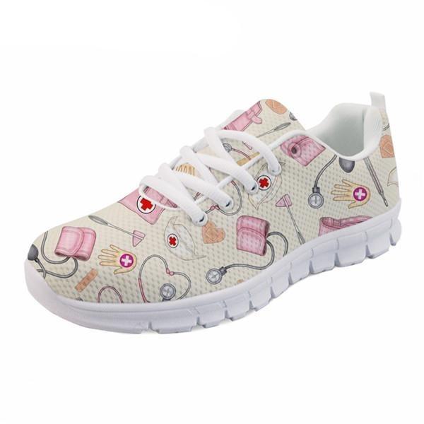 Cartoon Printed Breath Mesh Flat Shoes