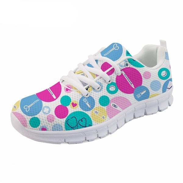 Cartoon Printed Breath Mesh Flat Shoes