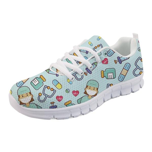 Cartoon Printed Breath Mesh Flat Shoes