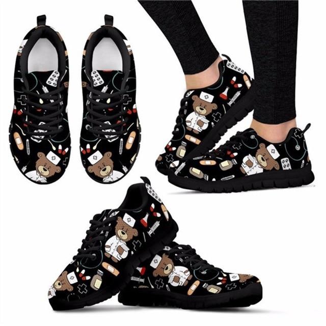 Cartoon Printed Breath Mesh Flat Shoes