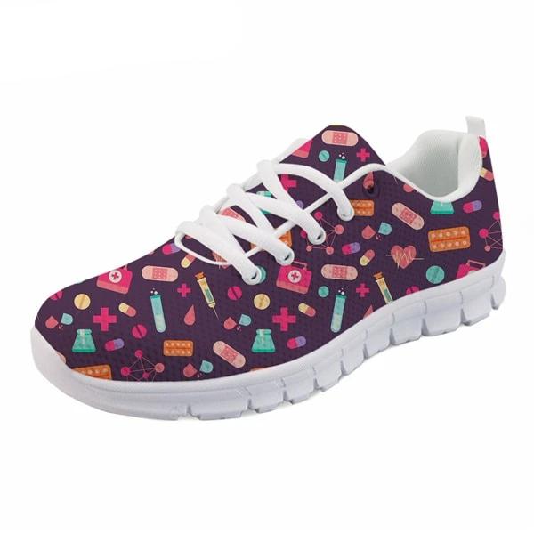 Cartoon Printed Breath Mesh Flat Shoes
