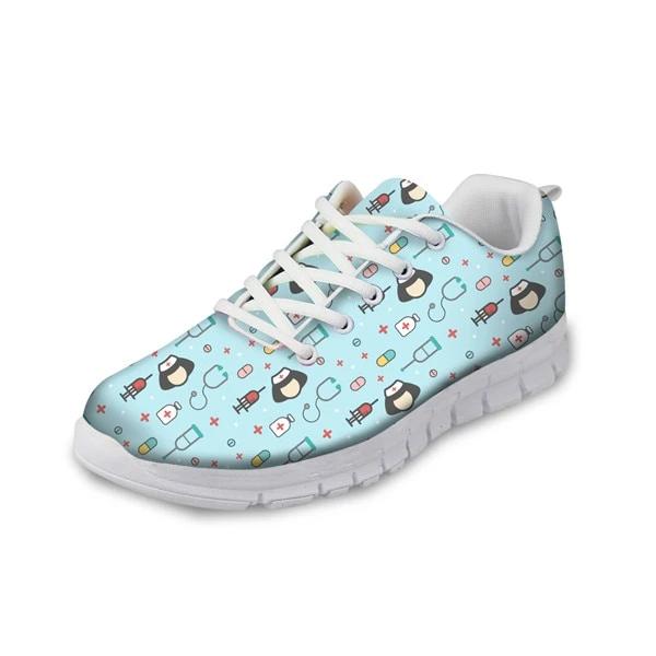 Cartoon Printed Breath Mesh Flat Shoes