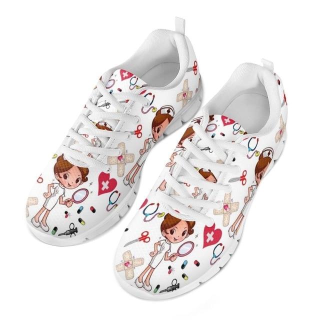 Cartoon Printed Breath Mesh Flat Shoes