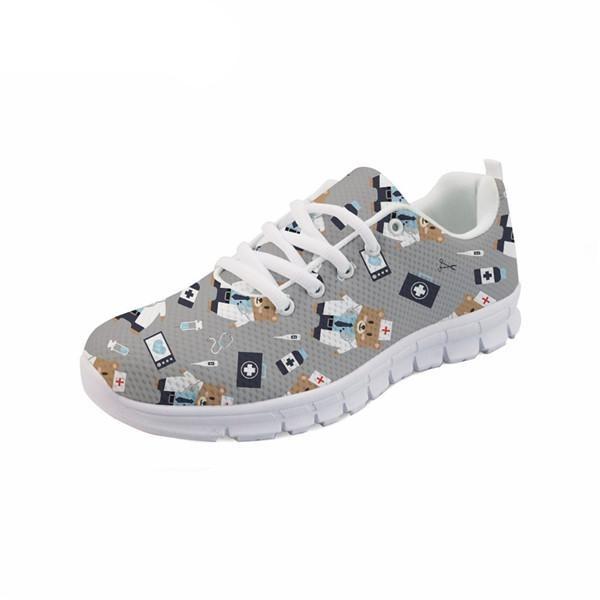 Cartoon Printed Breath Mesh Flat Shoes