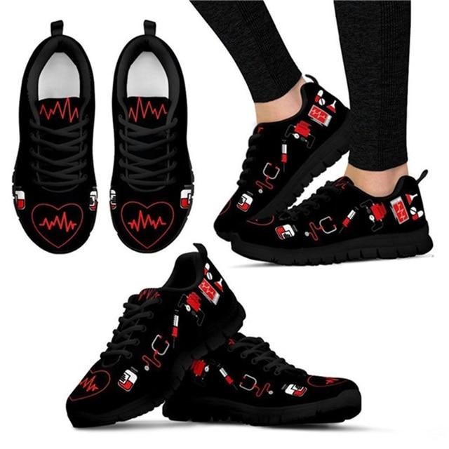Cartoon Printed Breath Mesh Flat Shoes