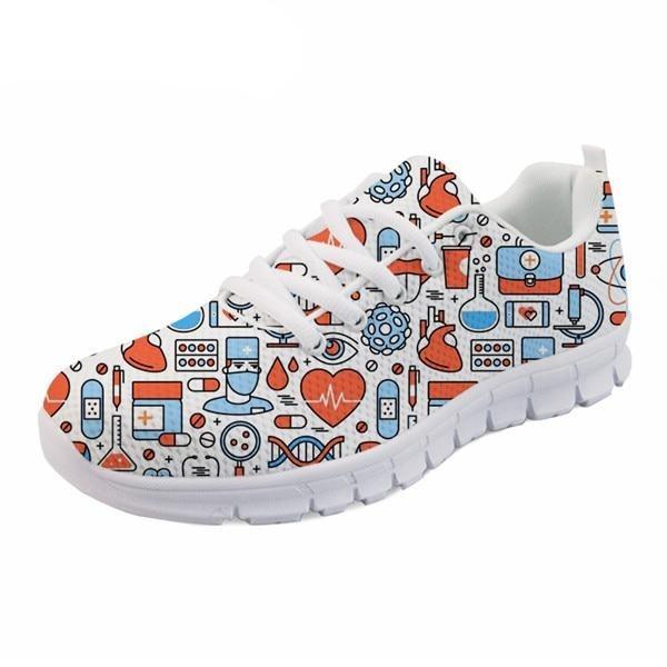 Cartoon Printed Breath Mesh Flat Shoes