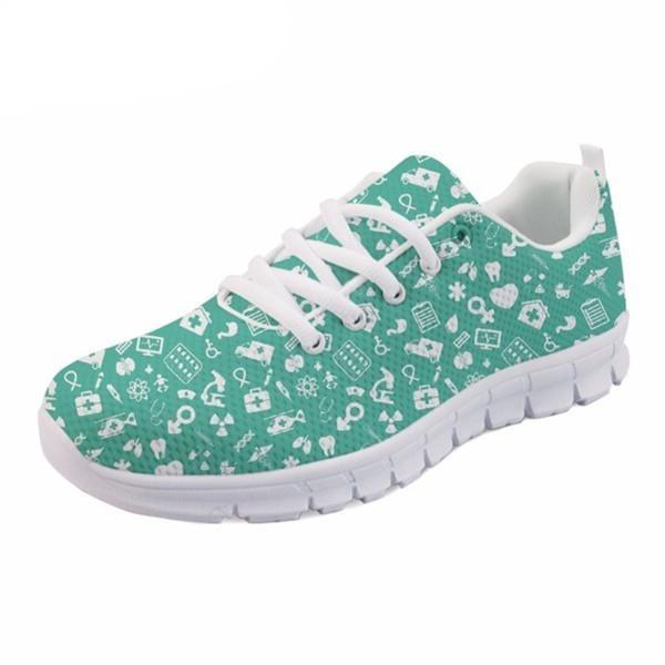 Cartoon Printed Breath Mesh Flat Shoes