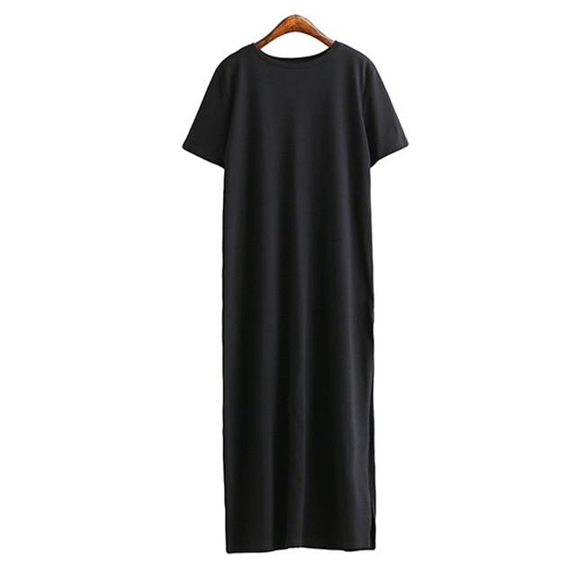 Bandage Knitted Bodycon Casual Black Maxi T Shirt Dress