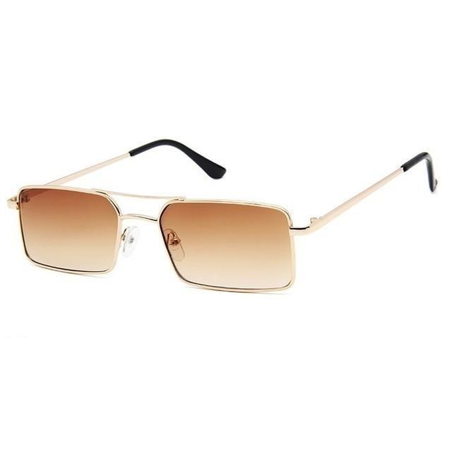 Alloy Metal Small Frame Clear Double Bridge Square Sunglasses