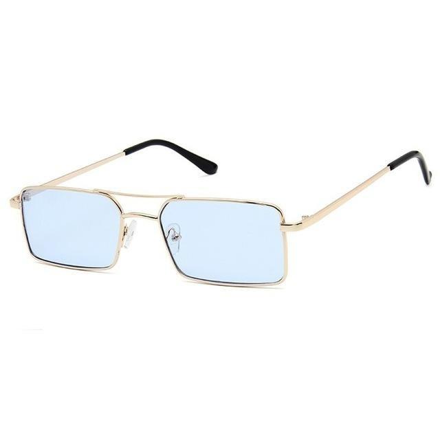 Alloy Metal Small Frame Clear Double Bridge Square Sunglasses