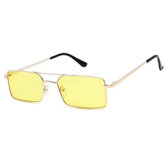 Alloy Metal Small Frame Clear Double Bridge Square Sunglasses