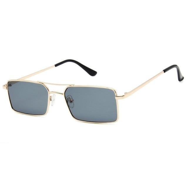 Alloy Metal Small Frame Clear Double Bridge Square Sunglasses