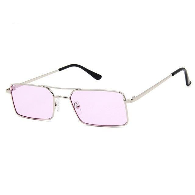 Alloy Metal Small Frame Clear Double Bridge Square Sunglasses
