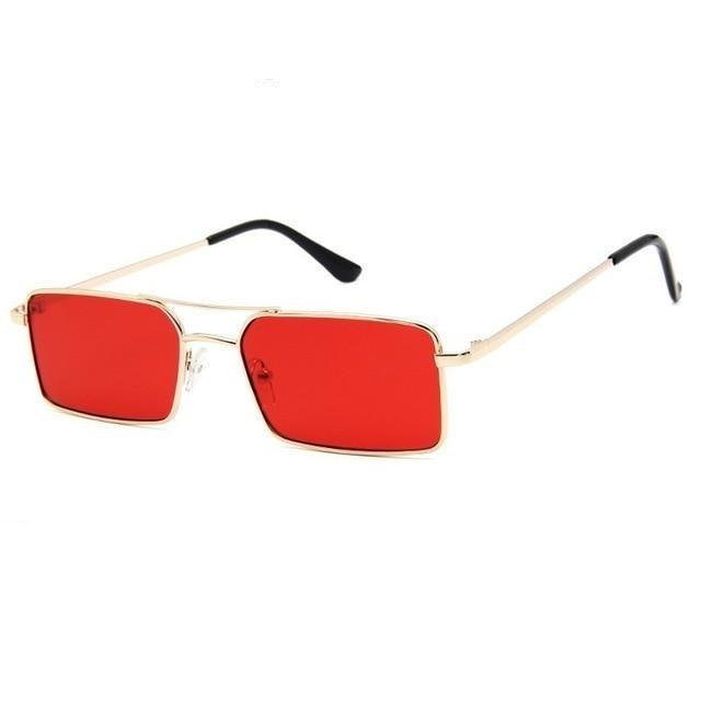 Alloy Metal Small Frame Clear Double Bridge Square Sunglasses