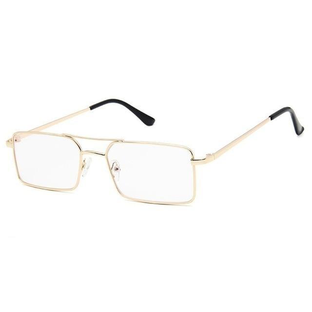 Alloy Metal Small Frame Clear Double Bridge Square Sunglasses