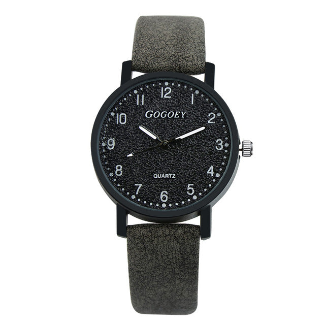 Stainless Steel Leather Band Casual Wrist Watch