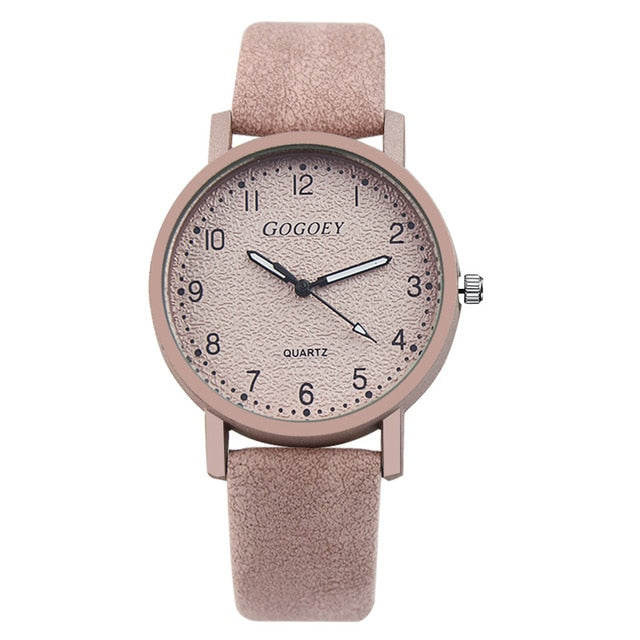 Stainless Steel Leather Band Casual Wrist Watch