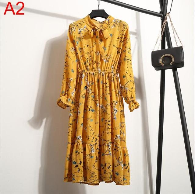 A-Line Polka Dot Vintage Long Sleeve Dress
