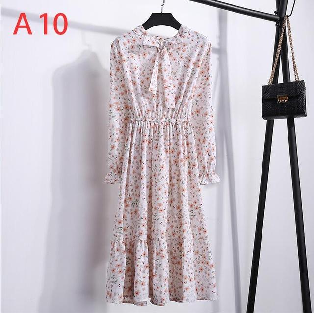 A-Line Polka Dot Vintage Long Sleeve Dress