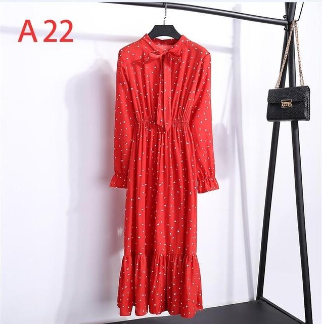 A-Line Polka Dot Vintage Long Sleeve Dress