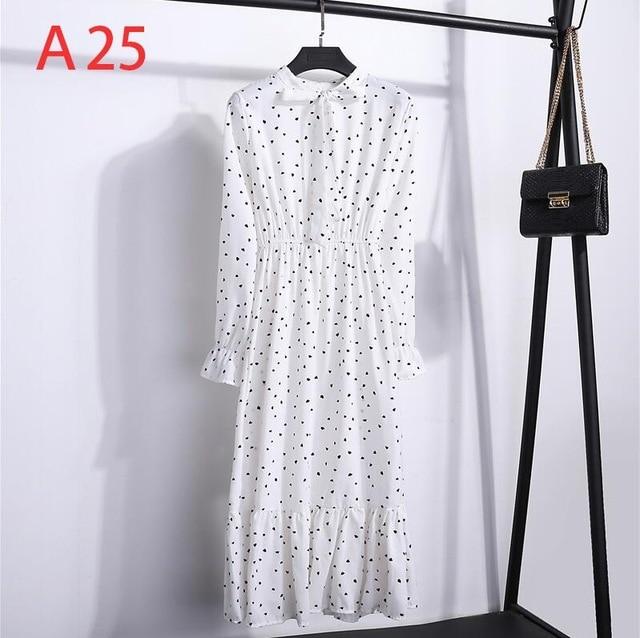 A-Line Polka Dot Vintage Long Sleeve Dress