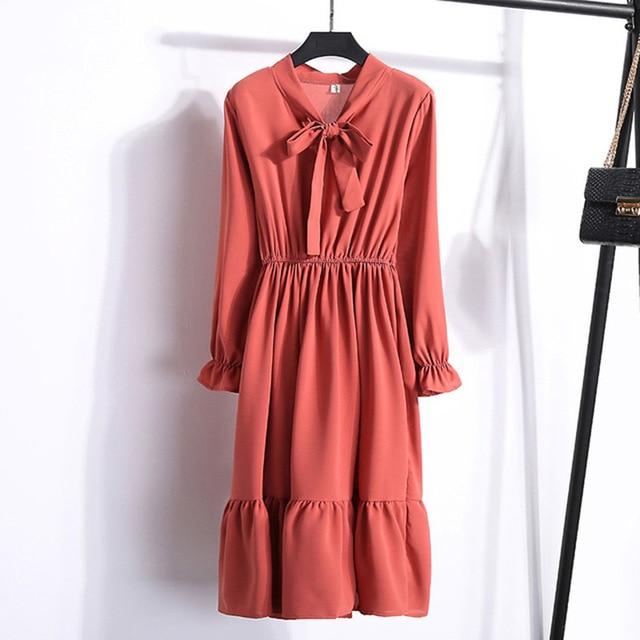 A-Line Polka Dot Vintage Long Sleeve Dress