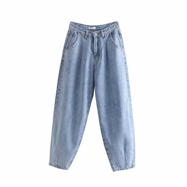 High Waist Solid Pattern Ankle-Length Harem Pants