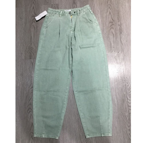High Waist Solid Pattern Ankle-Length Harem Pants