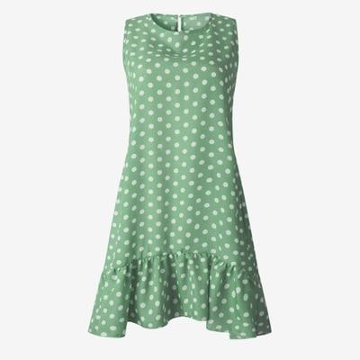 A-Line O Neck Sleeveless Mini Polka Dot Dress