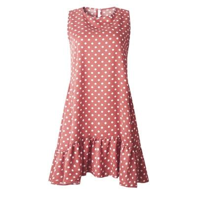 A-Line O Neck Sleeveless Mini Polka Dot Dress