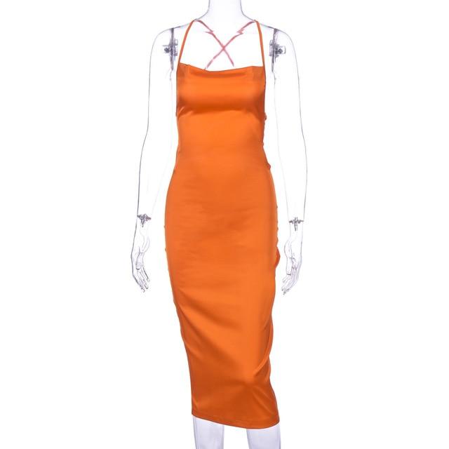 Lace Up Long Midi Sleeveless Backless Party Dress