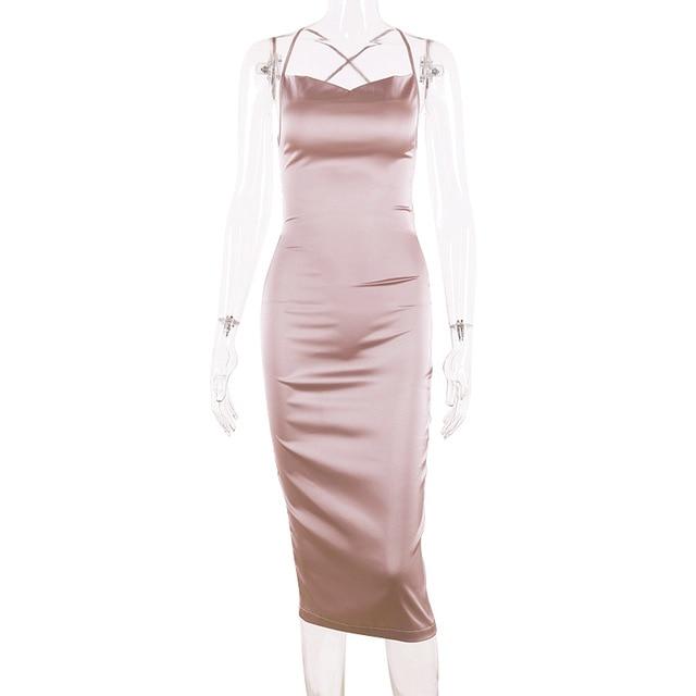 Lace Up Long Midi Sleeveless Backless Party Dress