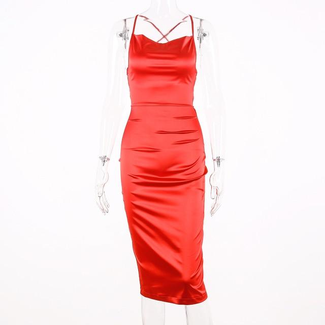 Lace Up Long Midi Sleeveless Backless Party Dress