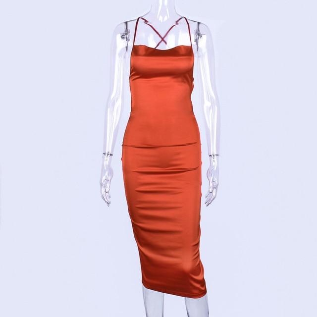Lace Up Long Midi Sleeveless Backless Party Dress