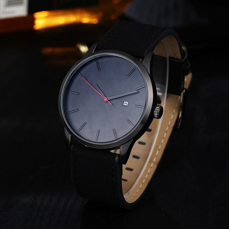 Men's watch quartz sport casual minimalist leather band bracelet