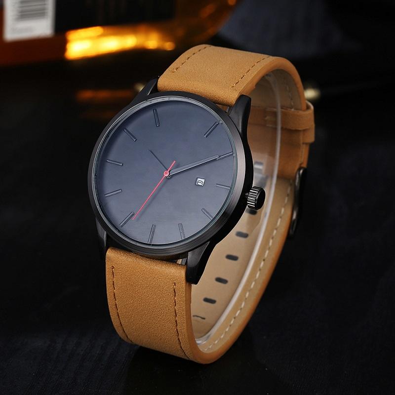 Men's watch quartz sport casual minimalist leather band bracelet - Stylesma