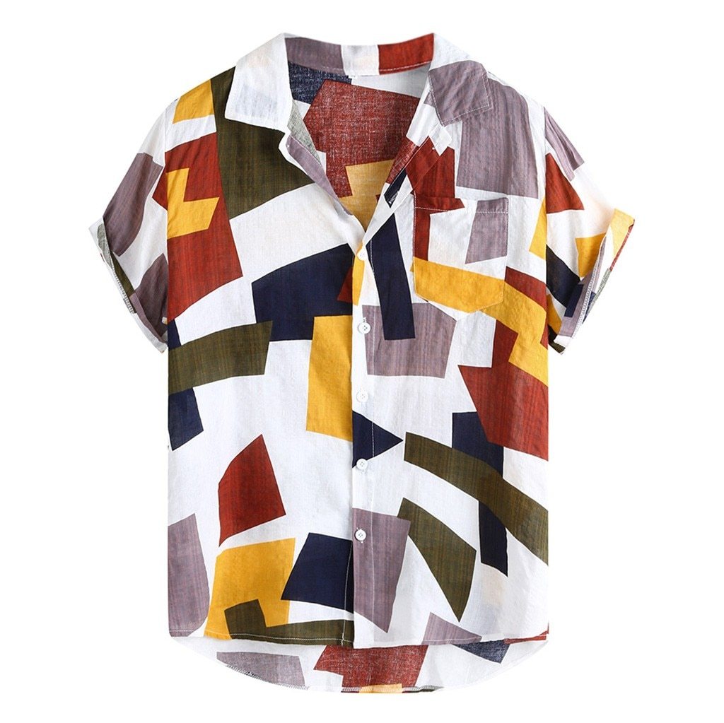 Printed Hawaiian Loose Short Sleeve Casual Button Shirt