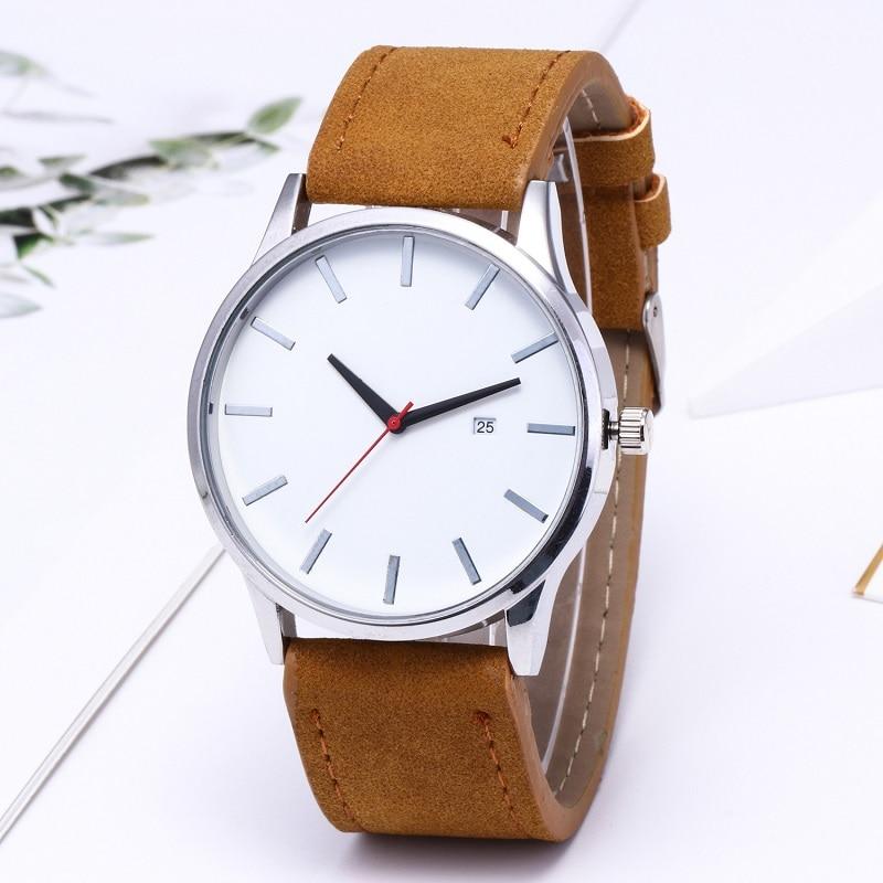 Men's watch quartz sport casual minimalist leather band bracelet