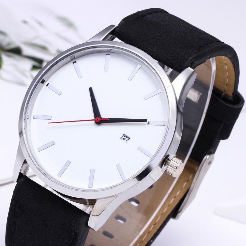 Men's watch quartz sport casual minimalist leather band bracelet