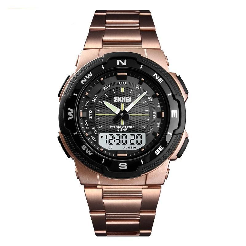 Stainless Steel Strap Stopwatch Chronograph Waterproof Wrist Watch