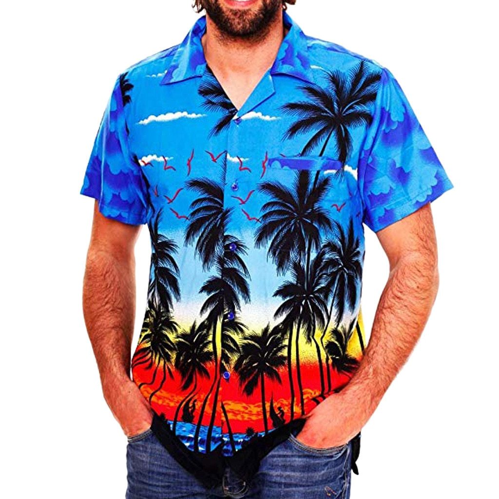 Hawaii Print Beach Short Sleeve Quick Dry Top